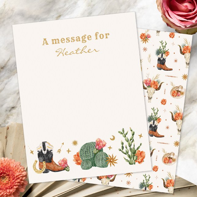 Carte de Vœux pour Baby Shower Occidental (Western Theme Baby Shower Message Card by Painted Paperie
)