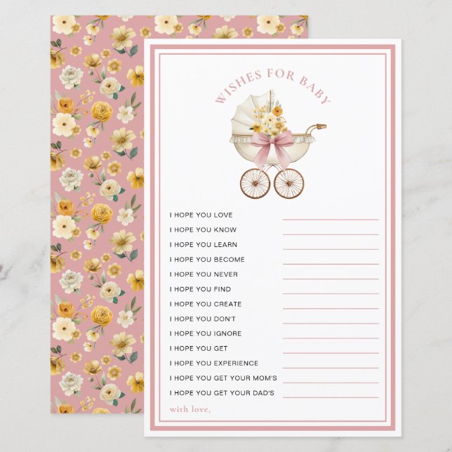 Carte de Vœux pour Bébé en Rose Pâle (Devant / Derrière)