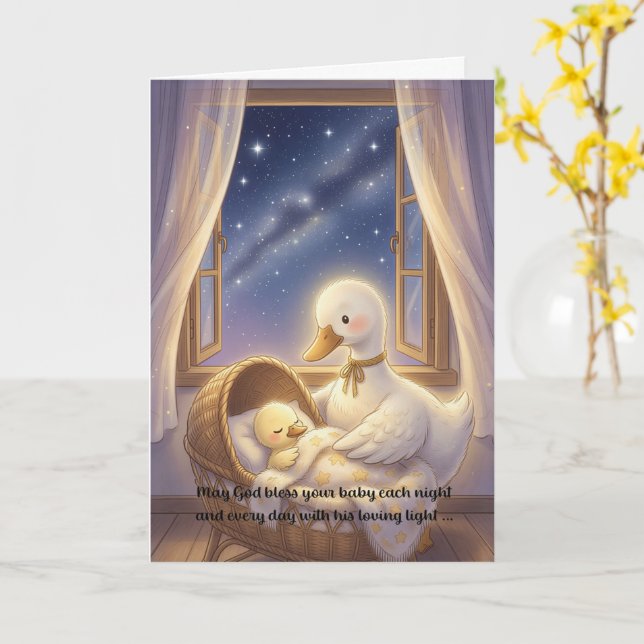 Carte de vœux pour bébé foi chrétienne amour (Fleur jaune)
