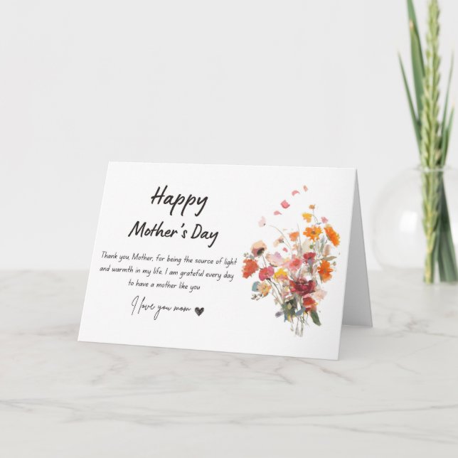 Carte de vœux pour bouquet de fleurs de la Fête de (Devant)