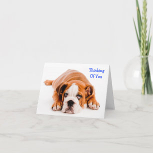 Carte de vœux pour Bulldog "En pensant à vous"