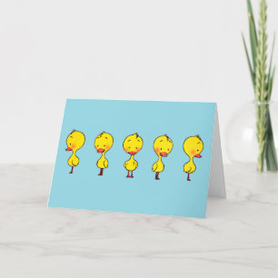 Carte de voeux pour canards jaunes cinq mignons