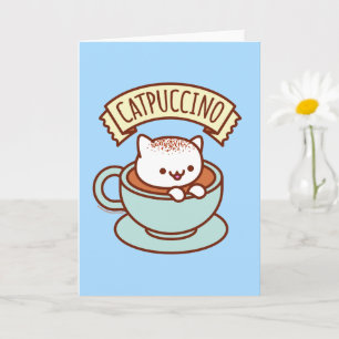 Carte de voeux pour chat amusant : CATPUCCINO