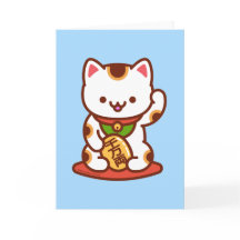 Carte de voeux pour chat amusant : MANEKI-NEKO