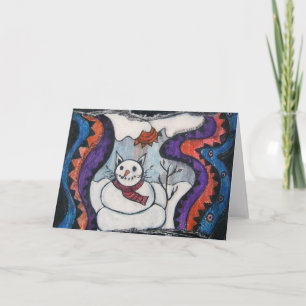 carte de voeux pour chat de neige