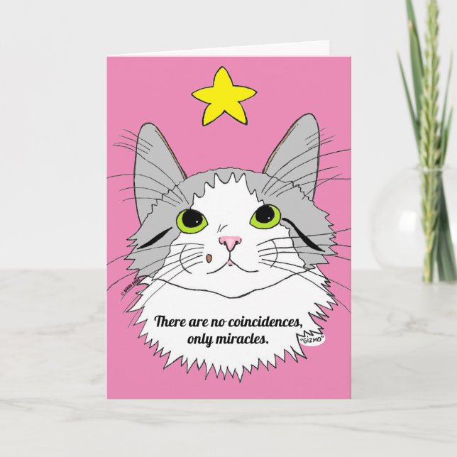 Carte de vœux pour chat Pas de Coïncidences, Seule (Devant)