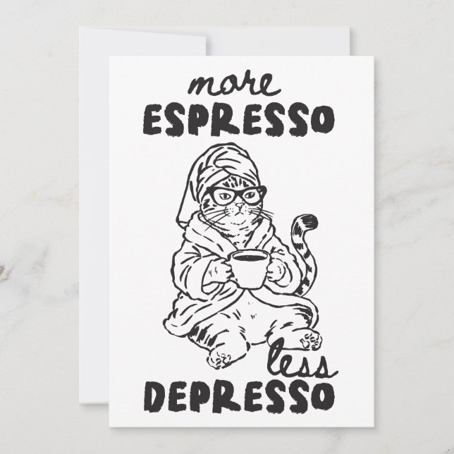 Carte de vœux pour chat 'Plus d'espresso, moins de (Devant)