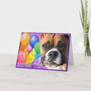 Carte de voeux pour chien boxeur d'anniversaire