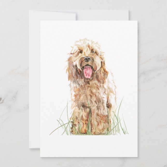 Carte de vœux pour chien Cockapoo – Art animalier  (Devant)