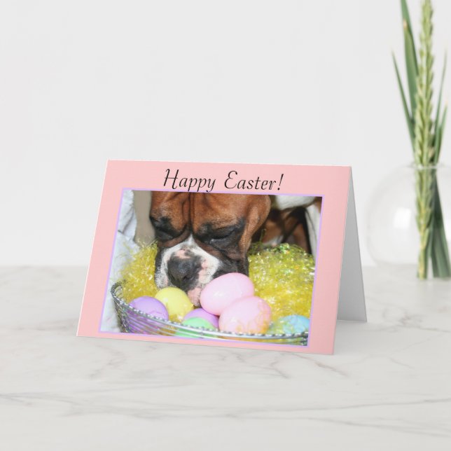 Carte de voeux pour chien de boxe de Pâques (Devant)