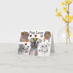 Carte de voeux pour chien de Carlin mignonne et co