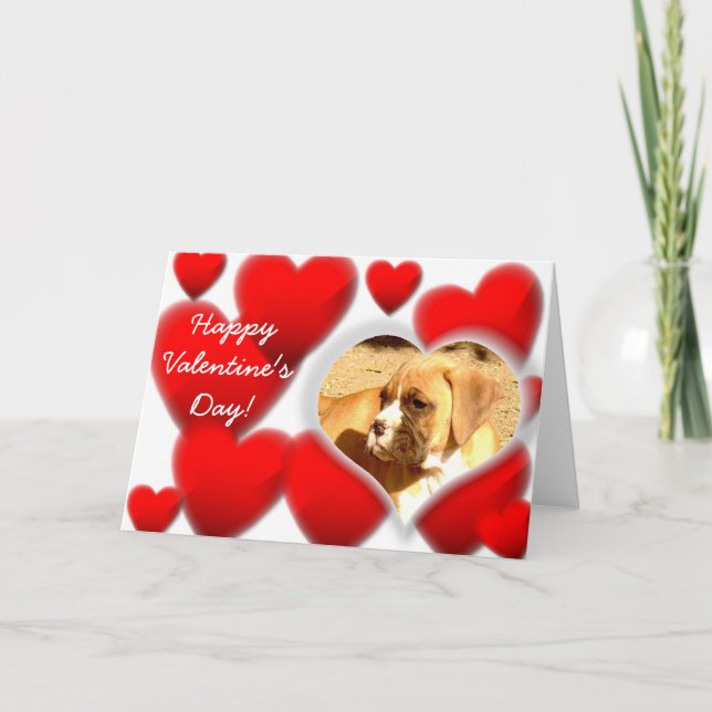 Carte de voeux pour chien de Valentine's Day Boxer (Devant)