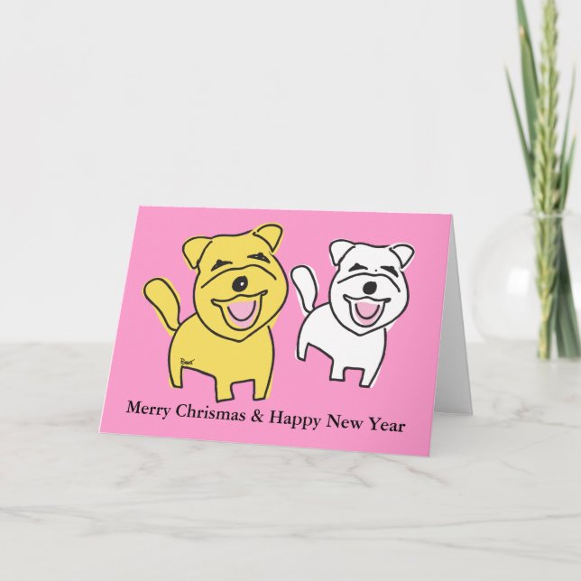 Carte de voeux pour chiens souriants (Devant)