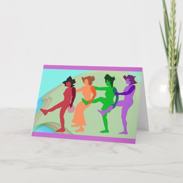 Carte de vœux pour dames dansant (Devant)