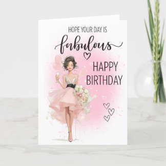 Carte de voeux pour fille glamour anniversaire