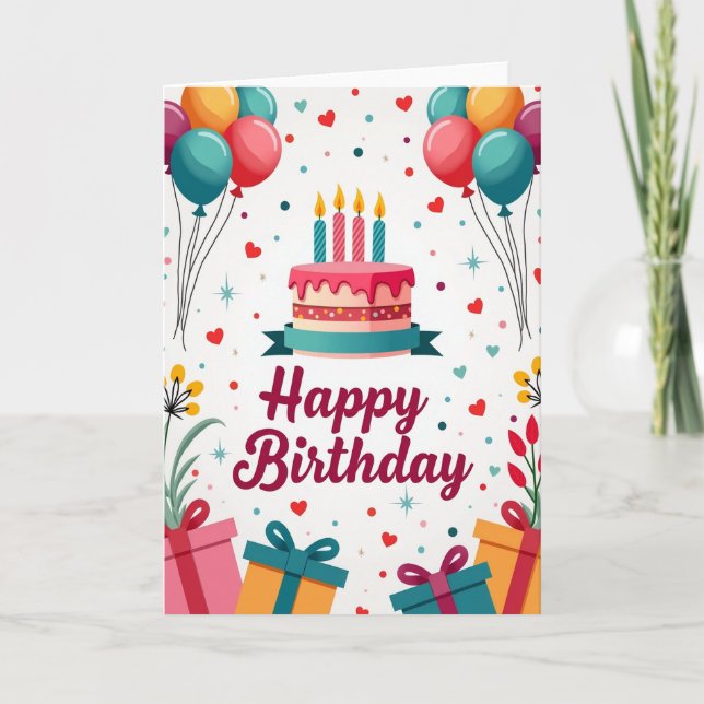 Carte de vœux pour gâteau d'anniversaire (Devant)