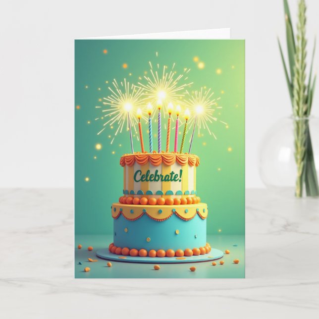 Carte de Vœux pour Gâteau d'Anniversaire (Devant)