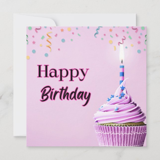 Carte de vœux pour gâteau d'anniversaire Cupcake  (Devant)