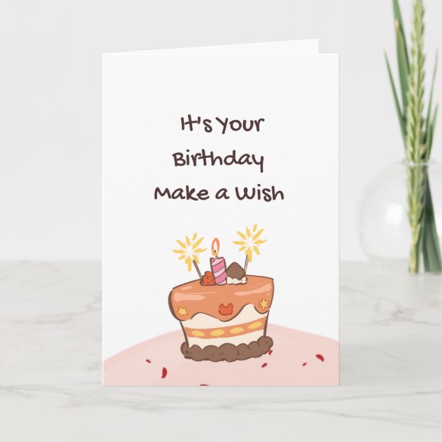 Carte de vœux pour gâteau d'anniversaire mignon (Devant)