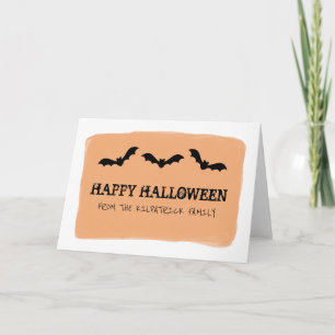 Carte de voeux pour Halloween Bats à aquarelle ora