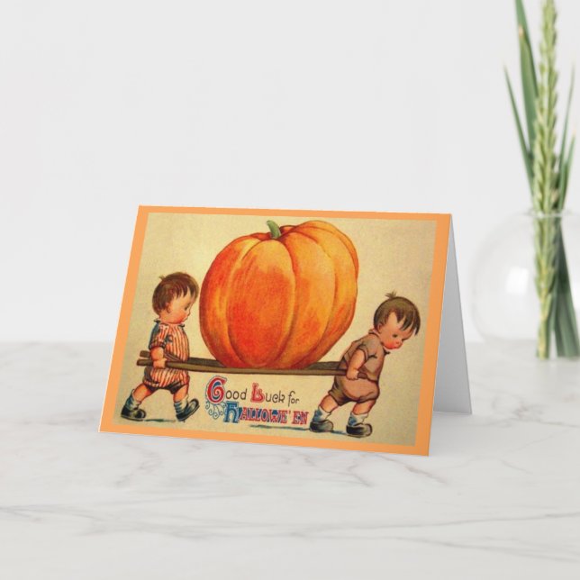 Carte de voeux pour Halloween Citrouille victorien (Devant)