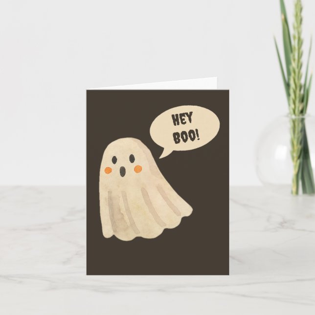 Carte de voeux pour Halloween Ghost "Hey Boo" (Devant)