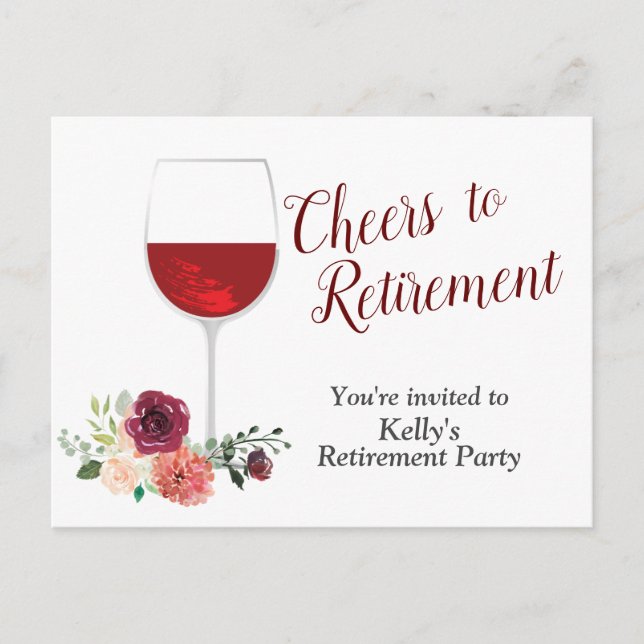 Carte de vœux pour invitation à une fête de retrai (Devant)