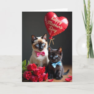 Carte de voeux pour la fête des chatons mères