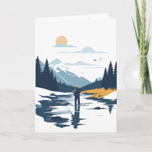 Carte de vœux pour la fête des pères pêcheur de tr