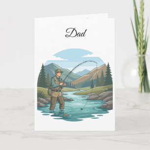 Carte de vœux pour la fête des pères sur la pêche 