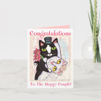 Carte de voeux pour la mariée de chat et la danse 