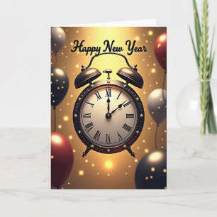 Carte de vœux pour la nouvelle année avec horloge