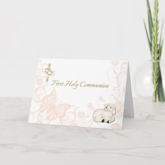 Carte de voeux pour la première communion Peach Ba