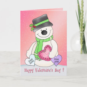Carte de voeux pour la Saint Valentin Snowman