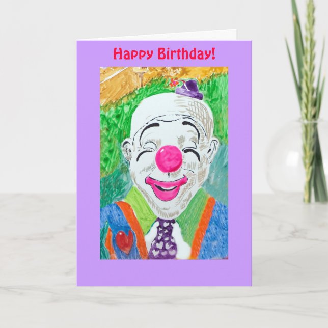 Carte de voeux pour l'anniversaire de clown (Devant)