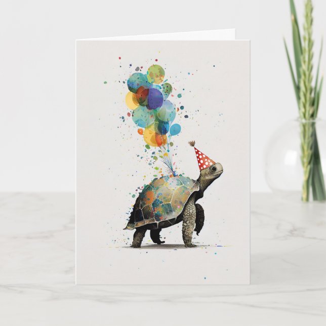 Carte de voeux pour l'anniversaire de la tortue (Devant)