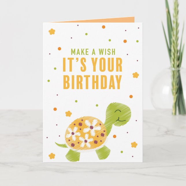 Carte de voeux pour l'anniversaire de la tortue or (Devant)