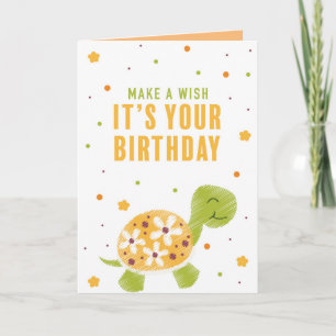 Carte de voeux pour l'anniversaire de la tortue or