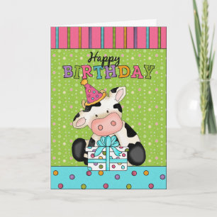 Carte de voeux pour l'anniversaire de la vache
