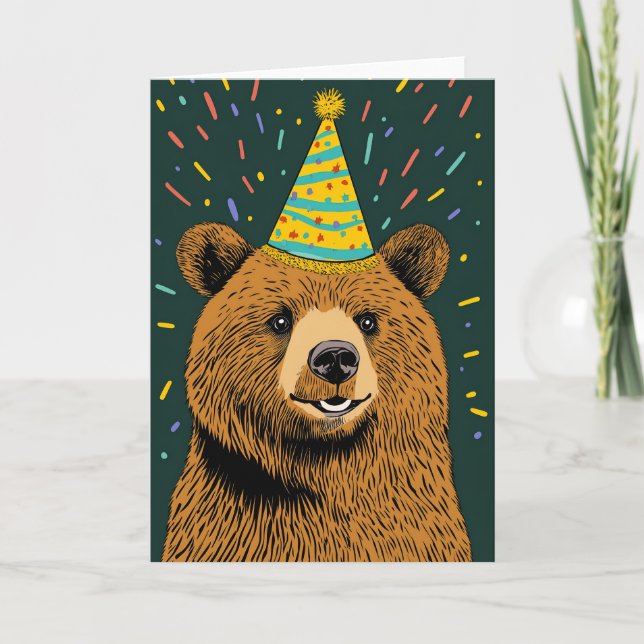 Carte de voeux pour l'anniversaire de l'ours festi (Devant)