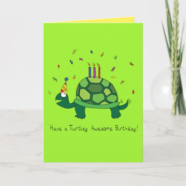 Carte de voeux pour l'anniversaire de Turtle Funny (Devant)