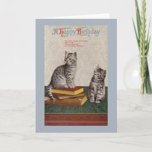 Carte de voeux pour l'anniversaire des chats vinta (Devant)