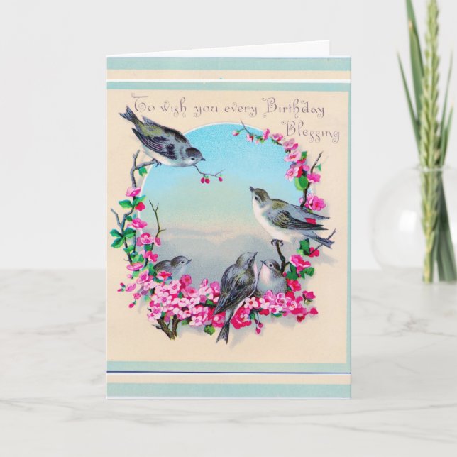 Carte de voeux pour l'anniversaire des oiseaux vin (Devant)