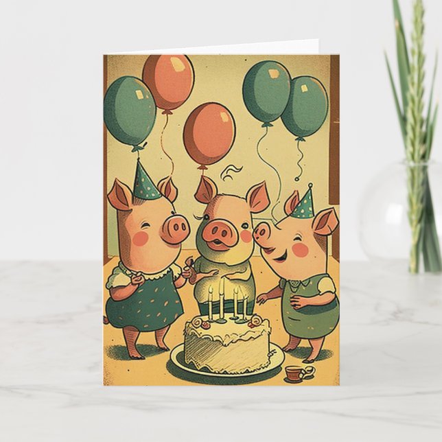 Carte de voeux pour l'anniversaire des Porcs migno (Devant)