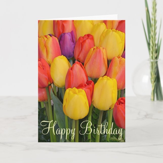 Carte de voeux pour l'anniversaire des tulipes de  (Devant)