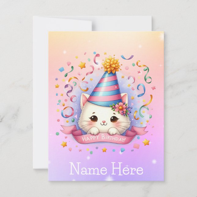Carte de voeux pour l'anniversaire du chat Kitty C (Devant)