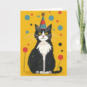 Carte de voeux pour l'anniversaire du chat noir et