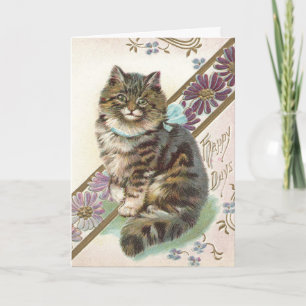 Carte de voeux pour l'anniversaire du chat vintage