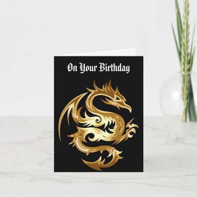 Carte de voeux pour l'anniversaire du dragon d'or (Devant)