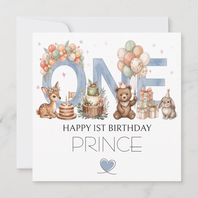 carte de vœux pour le 1er anniversaire pour garçon (Devant)